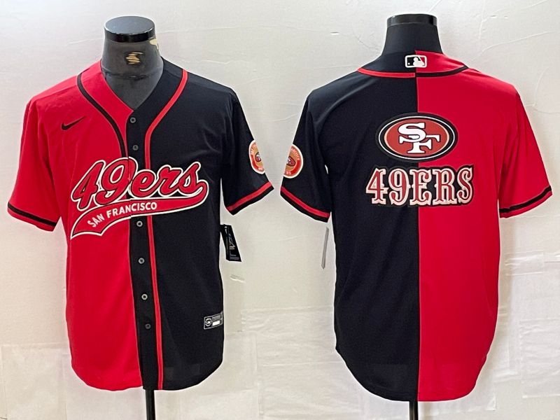 Men San Francisco 49ers Blank Black and red semi-joint name 2024 Nike Limited NFL Jersey